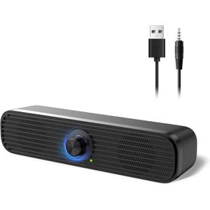 1Mii Computer Speakers for Desktop Laptop Tablet, USB Powered PC Speakers, Small Speakers Wired with Volume Control for Cellphone Pad MP3, Stereo Sound with 3.5mm Audio Plug for Windows Mac Linux PCs