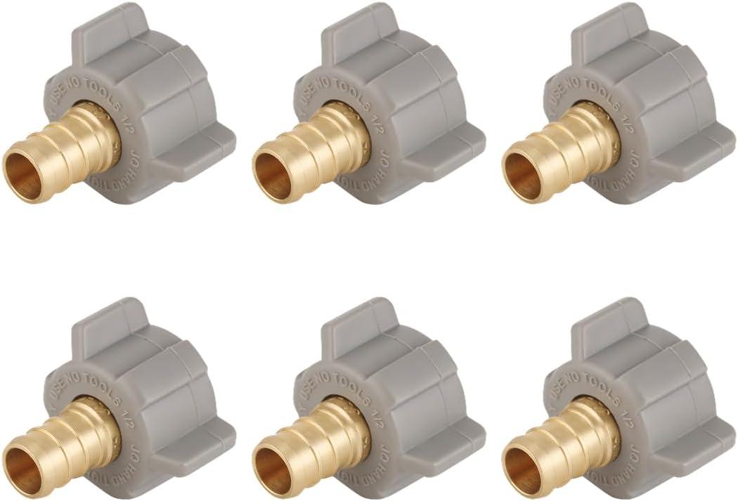 (Pack of 6) PLUMBINGMASTER Pipe Fitting - 1/2" Pex 1/2" Female NPT Swivel Adapter Barb Crimp Fitting, Anti-Corrosion, No Lead, (PEX1807202-6PCS)