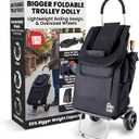 Dbest Products Bigger Trolley Dolly, Black Shopping Grocery Foldable Cart