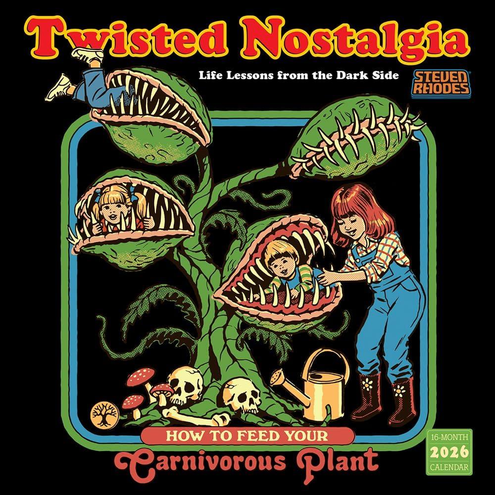 Twisted Nostalgia 2026 Wall Calendar, 12-Month Humor Calendar with Darkly Funny Life Lessons, 12" x 12", Monthly Planner with Large Grids for Home or Office