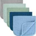 Baby Burp Cloth 100% Cotton Newborn Cotton Muslin Burp Cloth 10x20 inches (Blue & Green 5 Pieces)