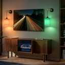 Battery Operated Wall Sconces Set of 2,Rechargeable Wireless Wall Lights with RGB & Dimmable Remote, No Wiring Renter Friendly, Modern Wood & Linen Wall Lamps for Bedroom Bedside Living Room.