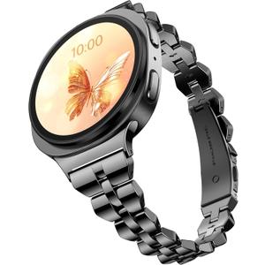 GELISHI Compatible with Galaxy Watch 8 Band 40mm 44mm for Women, Stainless Metal Slim Bands for Galaxy Watch 8 Classic 46mm (Black)