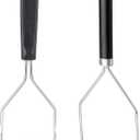 2PCS Potato Masher, OLULU Heavy Duty Stainless Steel Mashed Potatoes Masher, Masher Kitchen Tool for Avocado, Potatoes, Beans, Meat, Vegetables, 10.24inch, Dishwasher Safe