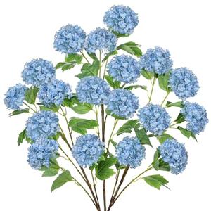Blue Hydrangea Artificial Flowers 37.4”Tall Faux Hydrangea Flowers Spray with 6 Flower Heads, Silk Hydrangeas Flower with Stems 3Pcs, Fake Hydrangeas for Indoor Outdoor Wedding Table Centerpiece Decor