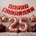 25th Birthday Party Decorations Rose Gold for Women,Birthday Banner Rose Red Number 25 Balloons Star Foil Balloons 25th Birthday Confetti Balloons for Women 25 Years Old Birthday Party(25th)