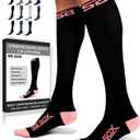 SB SOX Compression Socks for Men & Women (20-30 mmHg) - Best Support Stockings for Travel, Medical, and Sports - Perfect for Everyday Wear (Medium, Black/Pink)
