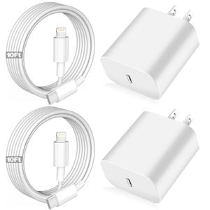 iPhone Fast Charger,Apple Charger Super Quick iPhone Charger Fast Charging,2Pack 10FT Long Type-C to Lightning Cable Cord USB C Wall Charger Block Adapter for iPhone 14 13 12 11/13Pro Max/12Mini/XS/XR (White)