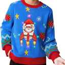 Meland Kids Ugly Christmas Sweater - Light Up Funny Holiday Pullover - Cute Xmas Sweater for Boys & Girls Age 5-16 Year Old (Blue)