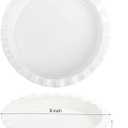 Foraineam Porcelain Pie Pan for Baking, Oven Safe Pie Plate Baking Dish, 9 Inches Round Deep Dish with Ruffled Edge, Set of 2