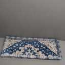 Uphome Boho Retro Bathroom Rug Runner Blue Non-Slip Soft Bath Mat Oriental Tribal Machine Washable Bath Rug Traditional Farmhouse Floral Long Rug for Shower Sink Entrance, 18x47 inch