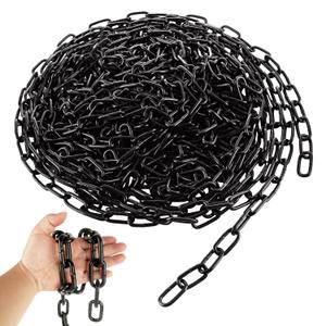 1/3'' x 16.4 Ft Black Chain for Hanging, Heavy Duty Black Chain Link Carbon Steel Porch Swing Chain Decorative Chain for Fence, Hanging, Security Lock Chain