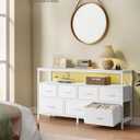 SONGMICS BELLAH Collection - Dresser for Bedroom with App-Controlled LED Lights and Charging Station, Chest of Drawers, TV Stand, 7 Drawers, Shelf, Modern, Cloud White ULGS733WH05S