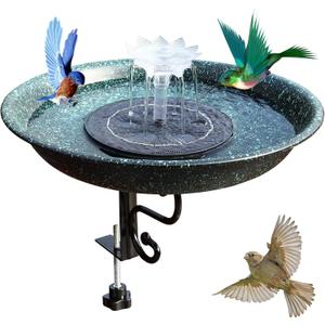 Vantulla Deck Mounted Bird Bath,Dual Purpose Hummingbird Bath and Bird Feeder for Outside,Solar Bird Bath Fountains Combo Set for Balcony Railing Garden, for Backyard Birding & Wildlife,Copper Green