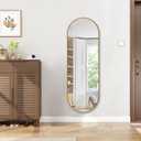 Oval Full Length Mirror, 48"16" Wall-Mounted Mirror with Metal Frame, Ultra-Clear Explosion-Proof Dressing Mirror, Simple and Classic Deco for Cloakroom/Bedroom/Living Room, Gold