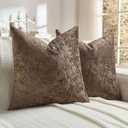 FUTEI Pack of 2 Solid Flannel Throw Pillow Covers 18x18 Inch Soft Crushed Textured Neutral Decorative Cushion Cases Vintage Farmhouse Accent for Couch Living Room, Dark Coffee
