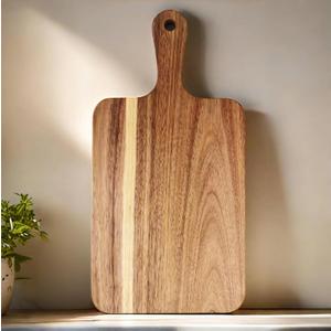 ZeQi Acacia Wood Cutting Board with Handle 13.7''X7'' / Charcuterie Board/Serving Board/Cheese, Bread, Vegetables & Fruits Serving Board (Rectangular)