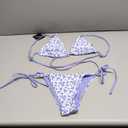ZAFUL Women's Triangle Bikini Floral String Bikini Set Two Piece Swimsuit Bathing Suits (2-Flag, Blue and White, S)