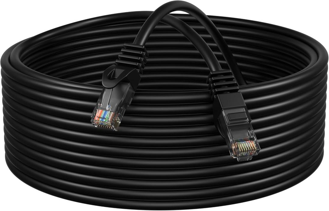 Cables Direct Online Cat5e 50FT Network Ethernet Patch Cable, 350Mhz Internet Wire, Compatible with PC, Laptop, Modem, Router, TVs, Printer Cord, Consoles for Home and Office, Black