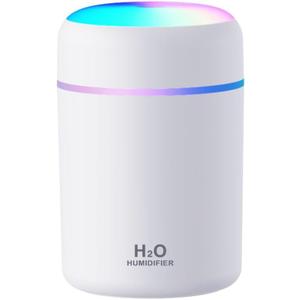 Portable Mini Humidifier, 300ml with Colorful LED Night Light, USB Personal Desktop Humidifier for Car Office Home Travel, Auto Shut-Off, 2 Mist Modes, Super Quiet