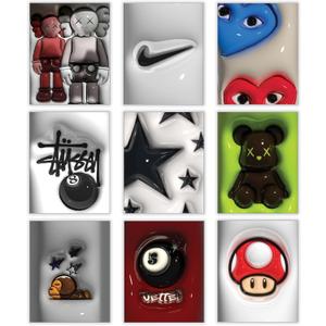 Hypebeast Posters Trendy Wall Decor Sneakerhead Room Decor For Teen Boys Room Girl Wall Collage Art Prints Glass Effect Painting 9pcs set 8x10 inch