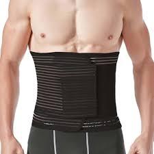 Abdominal Binder for Men and Women Post Surgery & Postpartum Recovery Hernia Support Belt Waist Trainer for Men Adjustable Compression Wrap, Black, Extra Large 