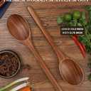 2PCS Wooden Spoons for Cooking, Natural Acacia Wood Cooking Spoons, Large Serving Spoons for Nonstick Cookware, Heat Resistant Durable Wooden Kitchen Utensils for Mixing Salad, Serving and Stirring