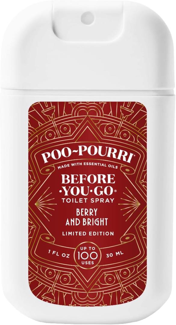 Poo-Pouri Before-You-Go Holiday Pocket Sprayer, Berry and Bright, 1 Fl Oz - Cinnamon, Cranberry and Balsam Fir