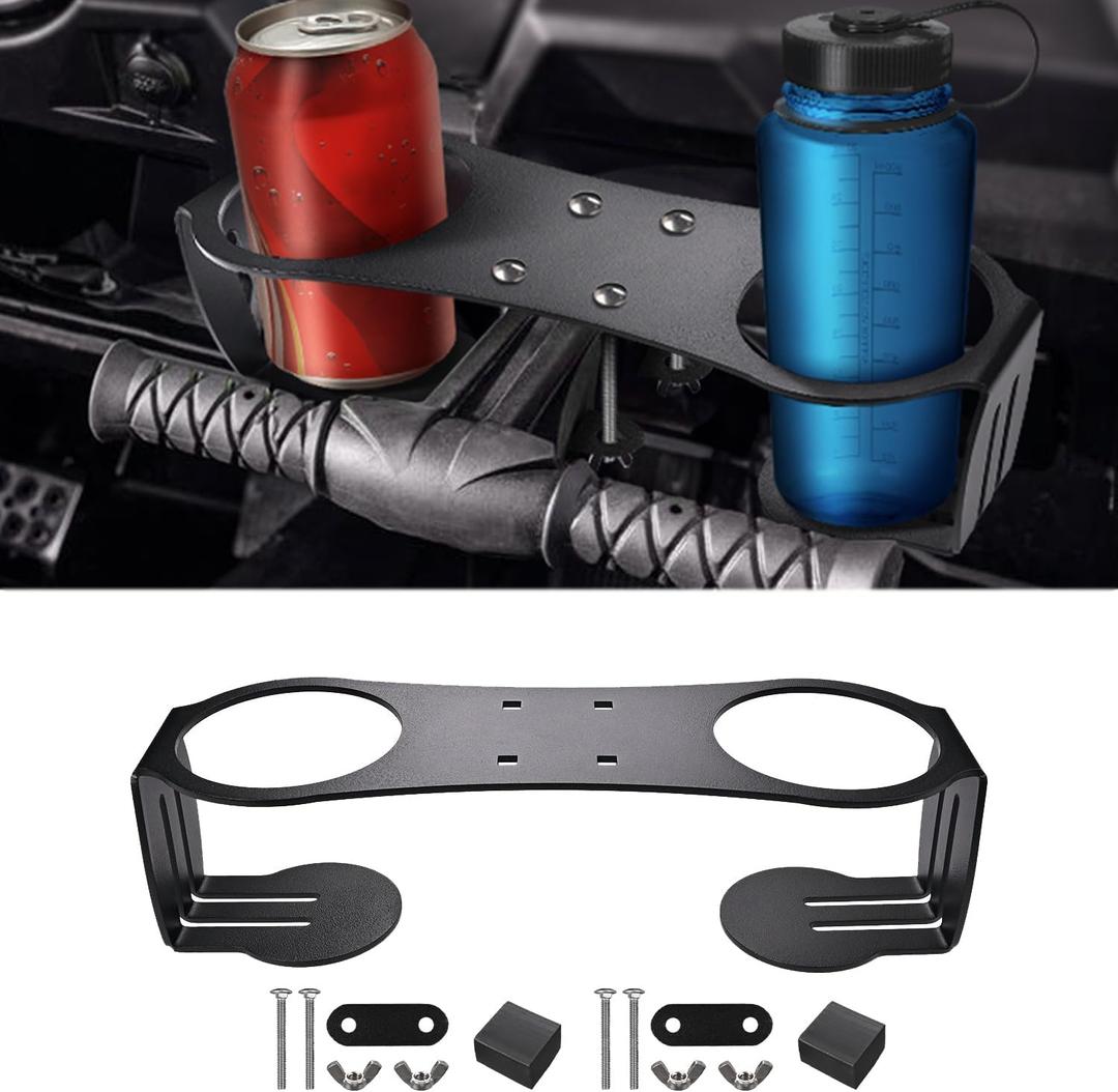Canitu Grab Bar Dual Cup Holder,Motorcycle A3 Steel Powder Coated Drink Holder for Honda Talon 1000R/X 2019-2023 for Honda Talon 1000X-4 for KawasakiTeryx KRX 1000 2020-2023 (Black)