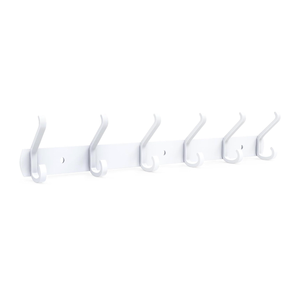  Wall Coat Hooks with 6 Hooks, 54 cm Coat Hooks, Metal Coat Rack, Wall Coat Rack for Bedroom, Bathroom, Kitchen, Hook Rack, Coat Rack for Jackets, Hats, Towels (White)