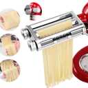 Pasta Maker Attachment 3 in 1 Set for KitchenAid Mixers Plus Hub Knob Screw Accessory Included Dough Sheet Roller, Spaghetti & Fettuccine Cutters and Cleaning Brush