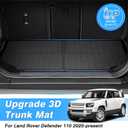 Powerty Trunk Mat for 2020-2025 Land Rover Defender 110 Accessories Cargo Mats TPE All Weather Cargo Liner Heavy-Duty Trunk Liners