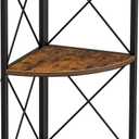 Snughome Corner Shelf with Metal Frame, 3 Tier Rustic Corner Storage Organizer, Freestanding Corner Bookshelf Stand Display Rack for Kitchen, Living Room