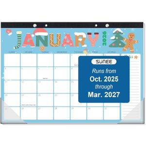 SUNEE 2026 Desk Calendar, 18 Months from Oct. 2025 to Mar. 2027, 17"x12" Academic 2026 Calendar for Home, School, or Office - 2026 Monthly Calendar with Note, Cute