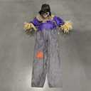 Haunted Hill Farm Life-Size Poseable Scary Scarecrow with Touch Activated Lights and Sound, Battery-Operated Indoor or Covered Outdoor Halloween Decoration