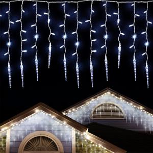 VIHOSE Christmas Icicle String Lights 8.5 ft 12 Tube Outdoor Connectable Waterproof Christmas Icicle LED Hanging Lights Plug in for Outside Eave Indoor Window Xmas Tree Yard Patio Holiday Wedding