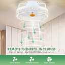 White Ceiling Fans with Lights and Remote - Low Profile Flush Mount Ceiling Fans - 13 Modern Bladeless Enclosed Ceiling Fans with Led Light and Stepless Dimming, White Small Ceiling Fan for Bedroom