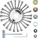 8 Inch Steel Wire Weed Eater Blades, Universal Weed Eater Attachments, Brush Cutter Trimmer Blade with Universal Adapter Kits, Unbreakable Wired Weed Eater Head Replacement for Removing Moss Weed Rust