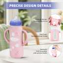 Lionpower 3 Pack Silicone Sleeves for Lansinoh Glass Bottles (Old Style) 8oz Protective Covers with Handle, Non-Slip Baby Bottle Holder, Compatible with Lansinoh Bottles (Grey+Pink+Beige(8OZ))