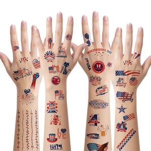 143Pcs Fourth of July Temporary Tattoos, 20Sheets Independence Day Temporary Tattoo, Red White and Blue Fake Tattoo Stickers, 4th of July Body Tattoos Memorial Labor Day Decorations