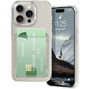 Petocase for iPhone 15 Pro Wallet Case Card Holder Slot Slim Fit Flexible TPU Gel Rubber Soft Skin Silicone Protective Phone Case Cover for Apple iPhone 15 Pro 6.1 inch Crystal Clear