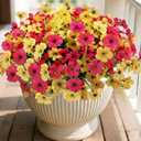 Geegoods Artificial Flowers for Outdoors, 16 Bundles UV Resistant Fake Plastic Flowers in Rose Red and Yellow, Faux Spring Summer Flowers for Porch Patio Garden Planters Window Boxes