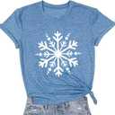 Christmas T-Shirt for Women Merry Christmas Most Wonderful Time of The Year Winter Flake Top (Medium)