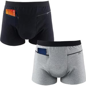 2 Packs Men Pocket Underwear Boxer Panties Travel Briefs with Secret Hidden Pocket for Men (XL)