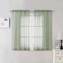 OVZME 2 Panels Sheer Sage Green Curtains 54 Inches Length Window Treatment for Kitchen, Elegant Airy Transparent Curtain Draperies Rod Pocket for Kids Living Room, Each 42 Width 54 Length