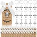 Sureio 40 Sets Baptism Favors Angel Keychains Silver Angel Charm Keychain with Thank You Tags and White Bows Guest Gifts for Baby Shower Baptism Favors Wedding Bridal Party Supplies
