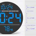Digital Wall Clock with Large LED Display, Date, Temperature, Auto-Brightness | Small [PLUG-IN] Clock | Modern Electric Wall Clock for Bedroom, Classroom, Living Room, Home, Office, Farmhouse - Blue