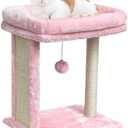 SYANDLVY Small Cat Tree for Indoor Cats, Scratching Board with Perch & Scratching Post, Kittens Scratcher with 2 Dangling Balls, Pink