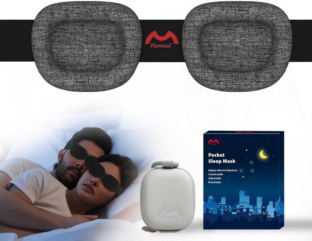 Eye Mask for Sleeping - 100% Blacking Sleep Mask for Men Women, Sleeping Mask with Adjustable Night Blindfold Flight, Travel, Nap, Black