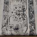 Madane 8x10 Area Rugs for Living Room, Vintage Washable Rug with Non-Slip Backing, Soft Floral Print Large Foldable Thin Floor Carpet for Bedroom Dining Room, Iron Gray/ Ivory